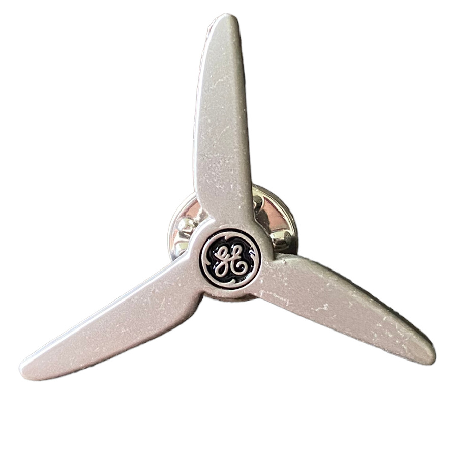 Ge Wind Blade Turbine Lapel Pin Silver Tone General Electric Windmill